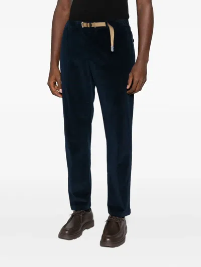 White Sand Belted Velvet Pants In Multi