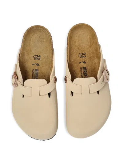 Birkenstock Boston Buckled Mules In Neutral