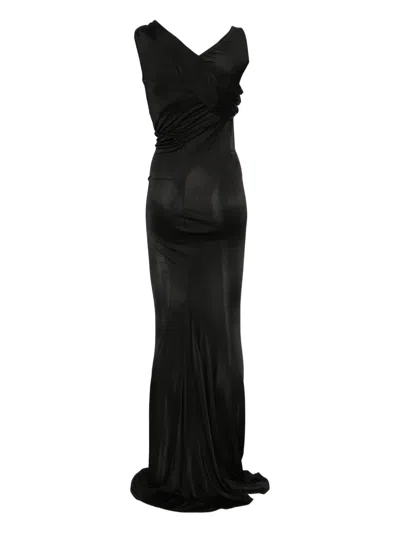 Rick Owens Draped Sleeveless Dress In Black