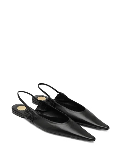 Saint Laurent Black Annemarie Backless Ballerinas In Black