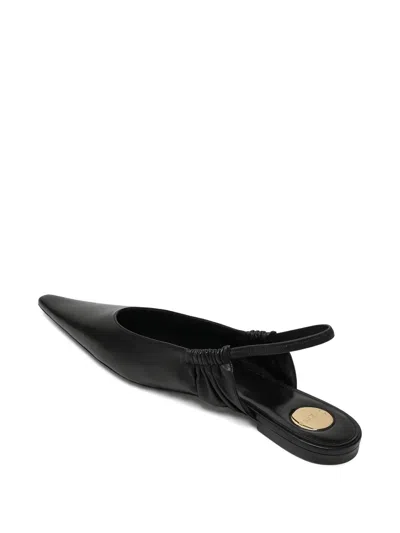 Saint Laurent Black Annemarie Backless Ballerinas In Black
