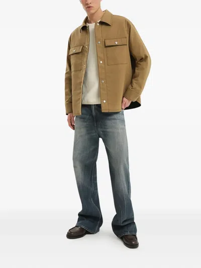 1989 Studio Boss Ergonomic Minimalist Green Slippers With Rubber Sole In Brown