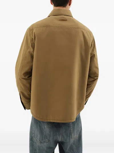 1989 Studio Boss Ergonomic Minimalist Green Slippers With Rubber Sole In Brown