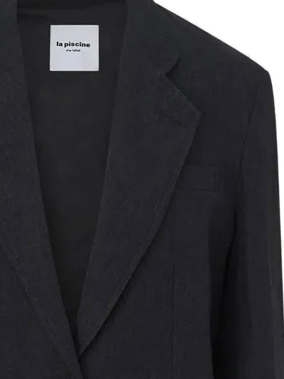 La Piscine Single-breasted Linen Blazer In Multi