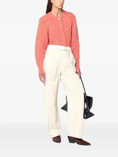 Isabel Marant Étoile Rust Pink Yara Openwork Knit Cardigan In Multi