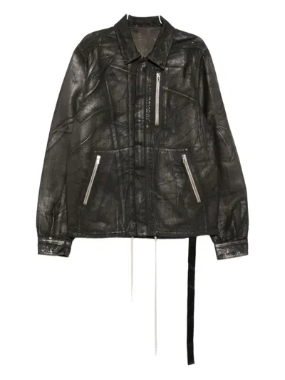 Rick Owens Drkshdw Black Concealed Zipfront Denim Jacket In Black