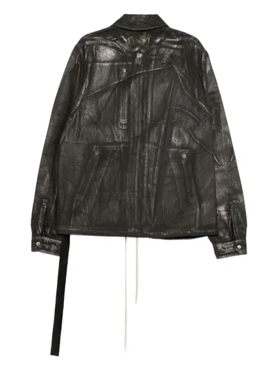 Rick Owens Drkshdw Black Concealed Zipfront Denim Jacket In Black