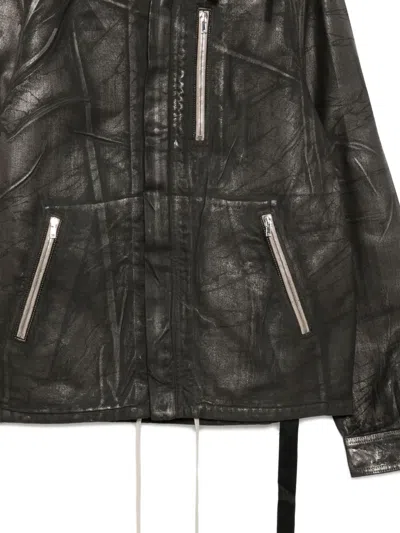 Rick Owens Drkshdw Black Concealed Zipfront Denim Jacket In Black