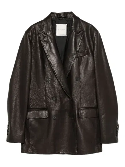 Tagliatore Leather Jacket In Brown