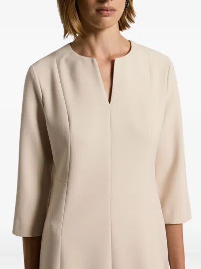 Peserico V-neck Three-quarter Sleeve Dress In Neutral