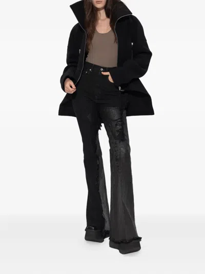 Rick Owens Distressed Panelled Jeans In Black
