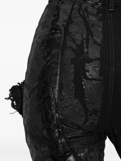 Rick Owens Distressed Panelled Jeans In Black