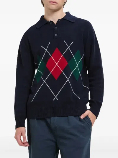Baracuta Polo Neck Argyle Clothing In Blue