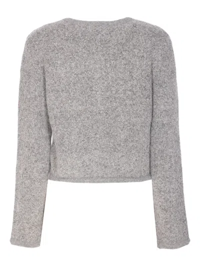Dunst Grey Collarless Knit Jacket In Gray