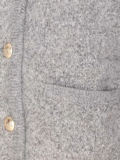 Dunst Grey Collarless Knit Jacket In Gray