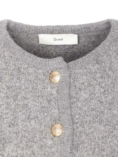 Dunst Grey Collarless Knit Jacket In Gray