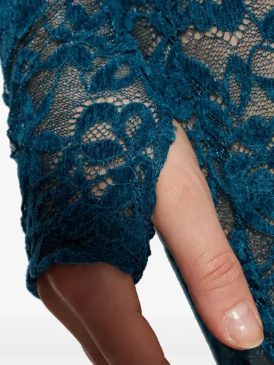 Versace Jeans Couture Floral-lace Cropped Top In Blue