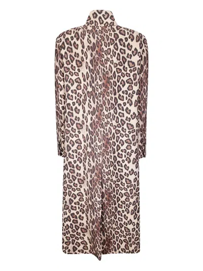 Alberto Biani Long Leopard Print Jacket With Notched Lapel In Multi