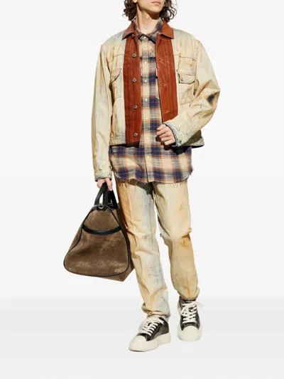 Dsquared2 Leather-panel Jacket In Animal Print