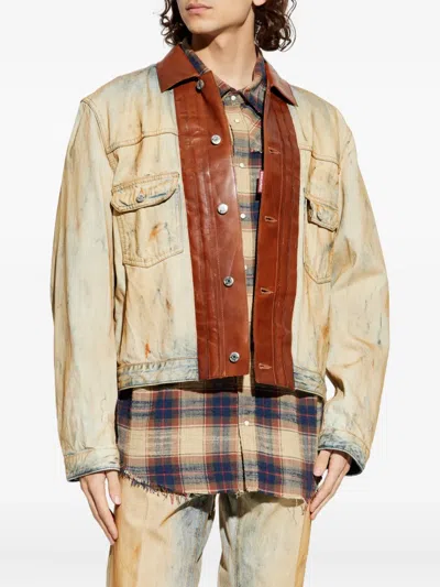 Dsquared2 Leather-panel Jacket In Animal Print