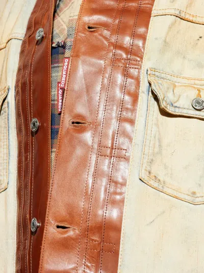 Dsquared2 Leather-panel Jacket In Animal Print