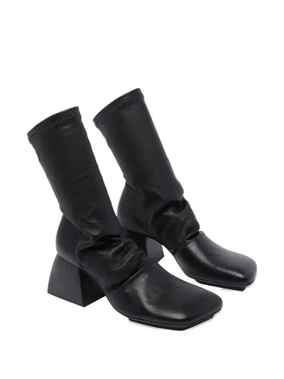 Uma Wang Black Stretch Short Boots In Black