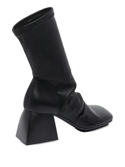 Uma Wang Black Stretch Short Boots In Black