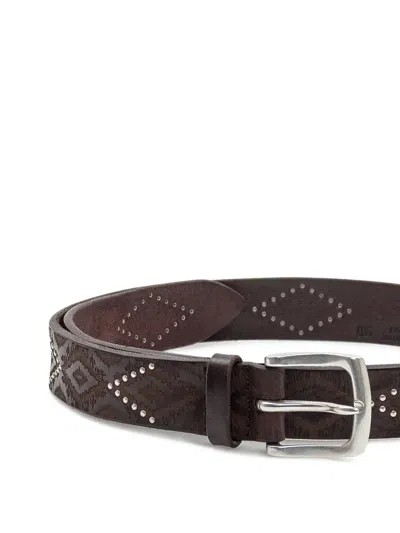 铆钉缀饰几何图案腰带