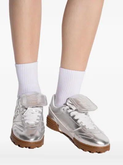 Coach Match Logo-patch Sneakers In Metallic