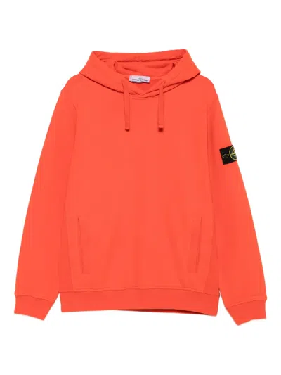 Stone Island Hooded Sweater In Orange