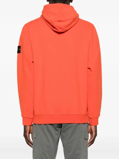Stone Island Hooded Sweater In Orange