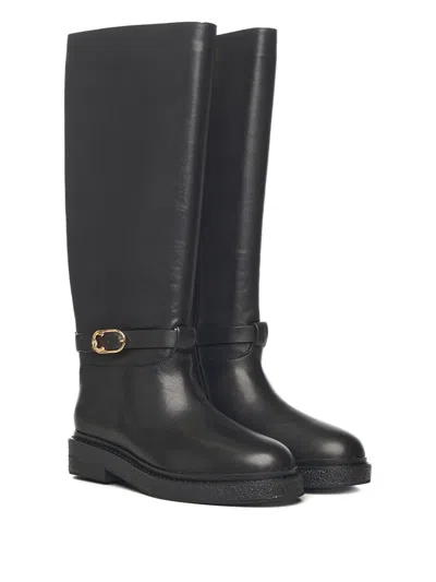 Coccinelle Vintage-effect Leather Ankle Boots C-saddle Vintage In Black