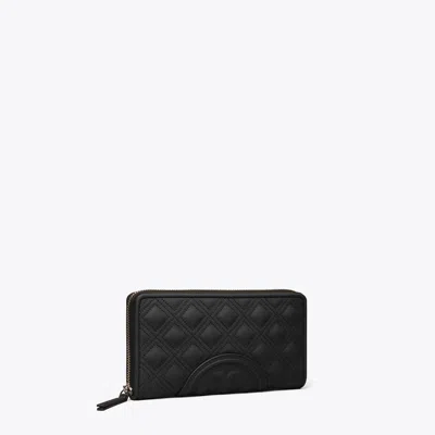 Tory Burch Fleming Soft Matte Zip Continental Wallet In Black