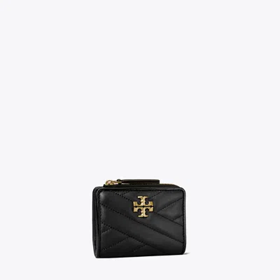 Tory Burch Kira Chevron Quilted Leather Compact Wallet In Black