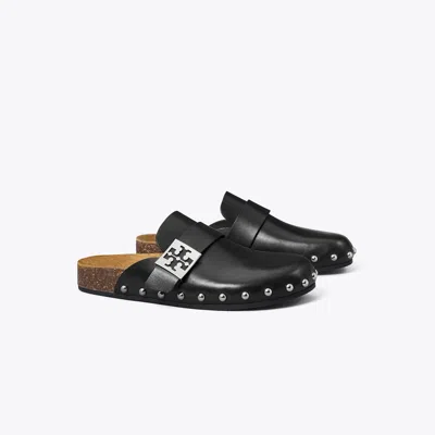 Tory Burch Mellow Leather Buckle Slide Mules In Black