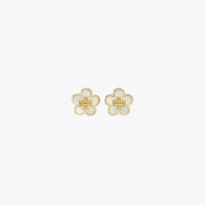 Tory Burch Forget Me Not Pearl-embellished 18kt Gold-plated Stud Earrings In Gold