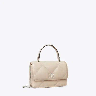 Tory Burch Mini Kira Diamond Quilt Top-handle Crossbody In Neutral