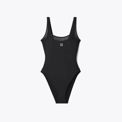 Tory Burch Mesh Tank Swimsuit In Black