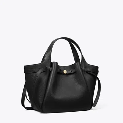 Tory Burch Romy Pebbled Satchel With Removable Shoulder Strap In Black