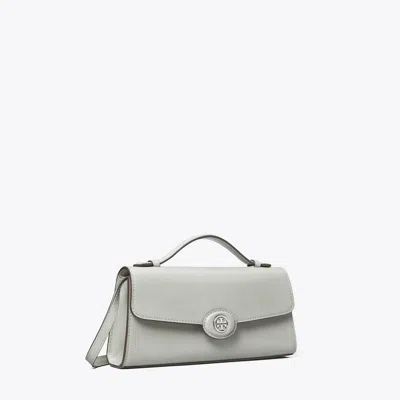Tory Burch Robinson Spazzolato Leather Convertible Shoulder Bag In Light Granite