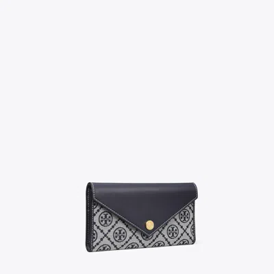 Tory Burch T Monogram Wide Envelope Wallet In Blue