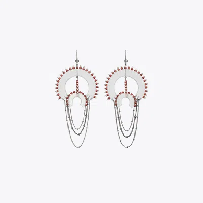 Tory Burch Bead And Resin Chandelier Earrings In White
