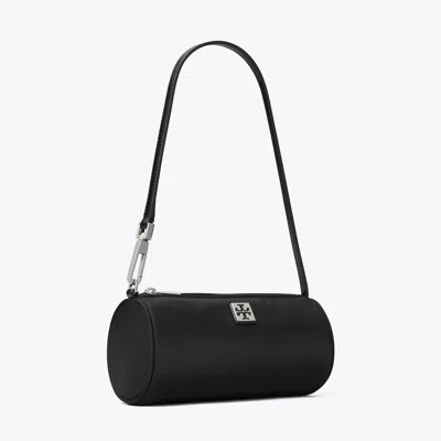 Tory Burch Virginia Nylon Cylindrical Shoulder Bag In Black