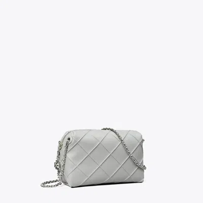 Tory Burch Mini Fleming Soft Leather Crossbody Bag In Gray