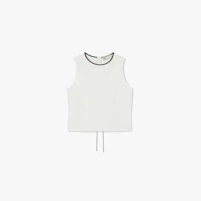 Tory Burch Viscose Linen Shell Top In White