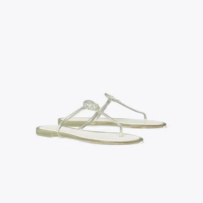 Tory Burch Miller Jelly Clear Silver Sandal In White