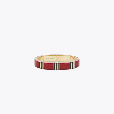 Tory Burch T-stripe Bangle Bracelet In Burgundy