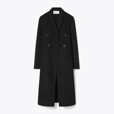 Tory Burch Asymmetric Wool-blend Coat In Black