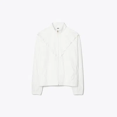 Tory Sport Tory Burch Ruffle Windbreaker In White