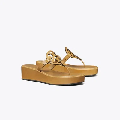 Tory Burch Miller Platform Wedge Thong Sandal In Gold